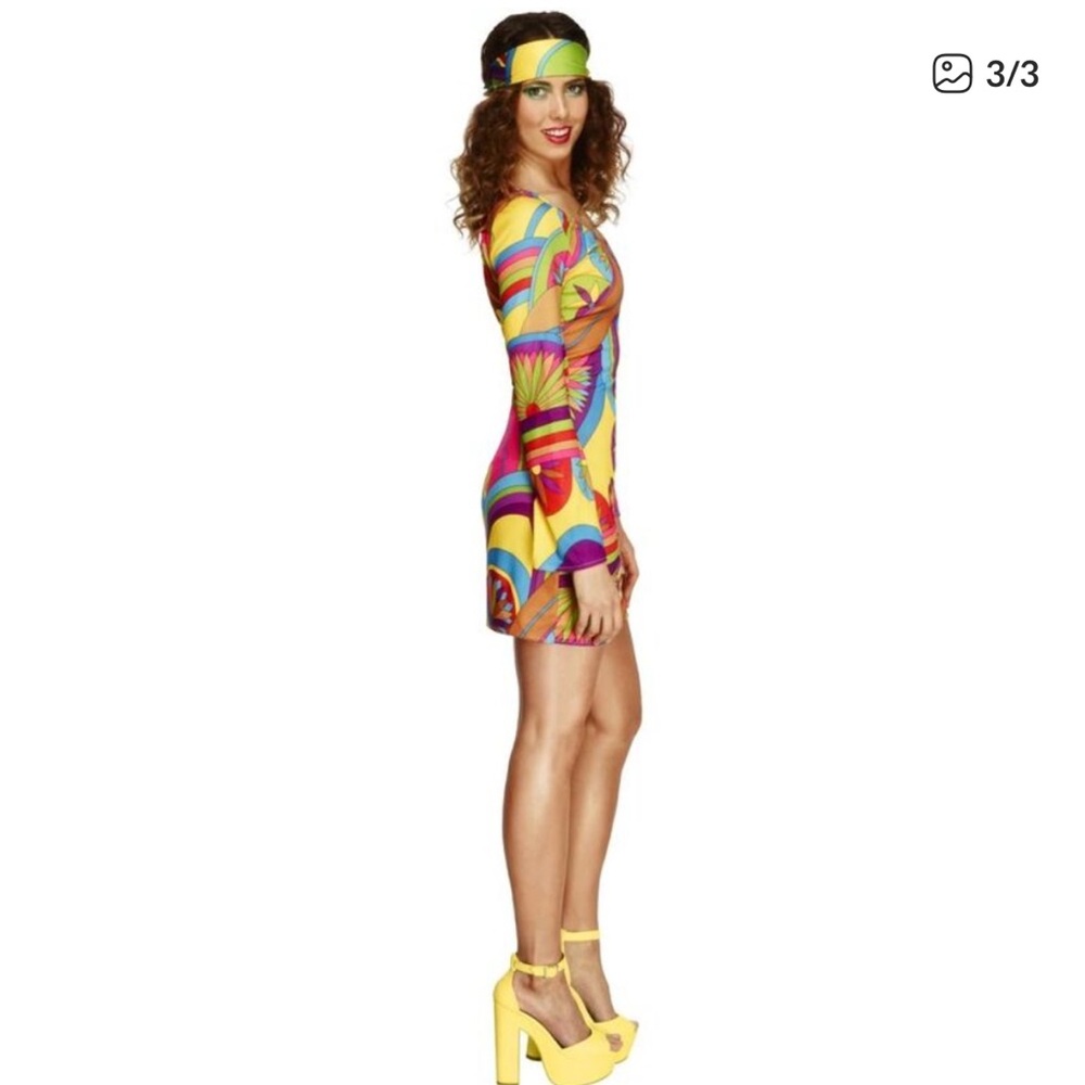 Smiffys Womens/Ladies Fever 70s Flower Power Costume Dress / Multicolored